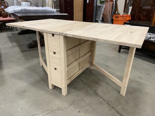 Blonde Drop Leaf Gate Leg Dining Table with 6 Drawers