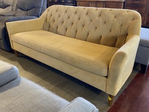 WEST ELM Diamond Tufted Sofa in Mustard Yellow