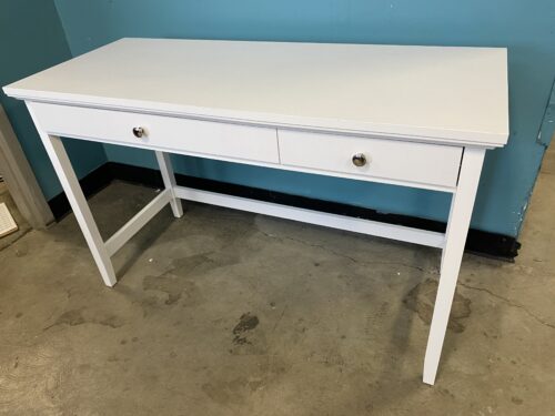 TARGET Simple White 2 Drawer Desk with Silver Pulls