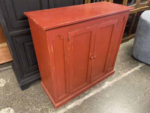 Farmhouse Red Rustic Wood 2-Door Cabinet