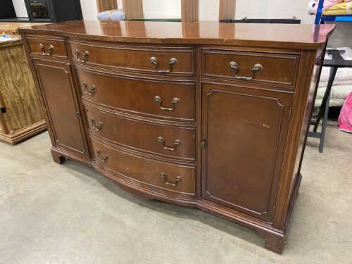 Cherry Finished 6 Drawer Breakfront Buffet