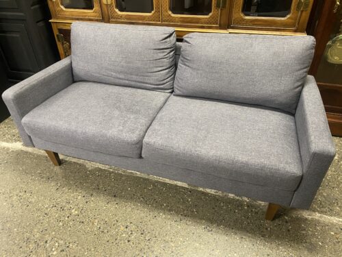 Blue Grey Modern Track Arm Loveseat