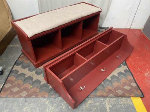 POTTERY BARN Samantha Red Entryway Bench & Shelf  (Set of 2)