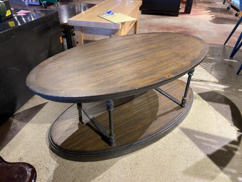 Rustic Two Tier Oval Coffee Table
