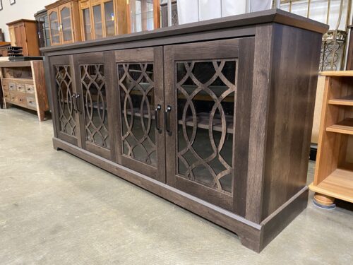 Walnut Finish Lattice Design Buffet