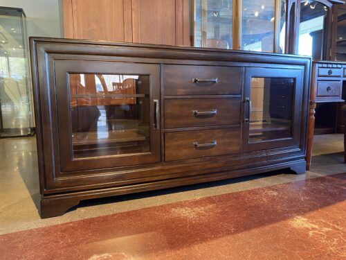 Solid Wood 65" TV Console with Center Drawers