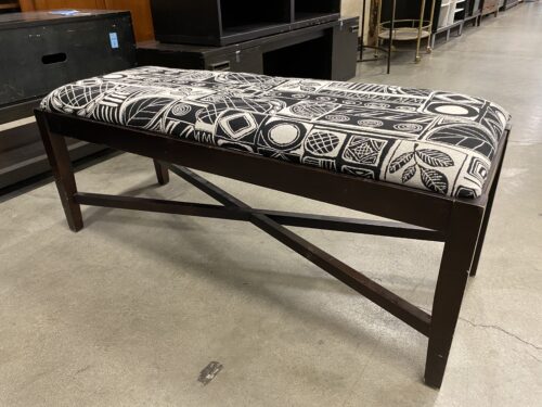 Espresso Finished Wooden Bench with Novelty Print Cushion