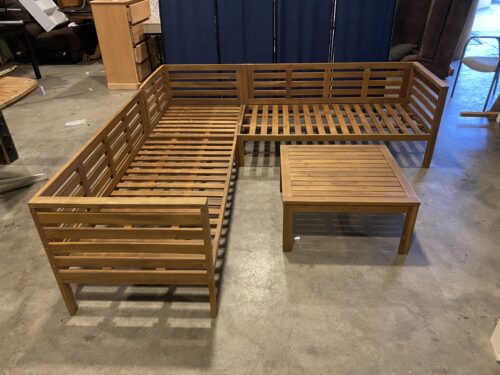 Outdoor Acacia L Shaped Sectional Couch with Coffee Table