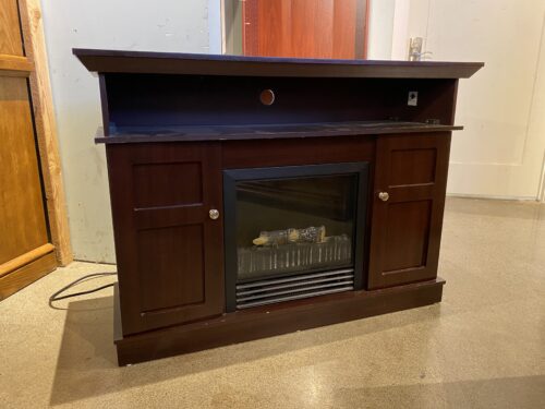 Dark Brown Wooden Electric Fireplace TV Stand