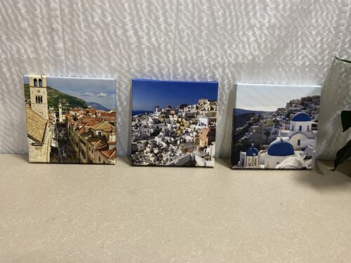 Mediterranean Scenic Photo Wrap Art Small Square Prints (Set of 3)