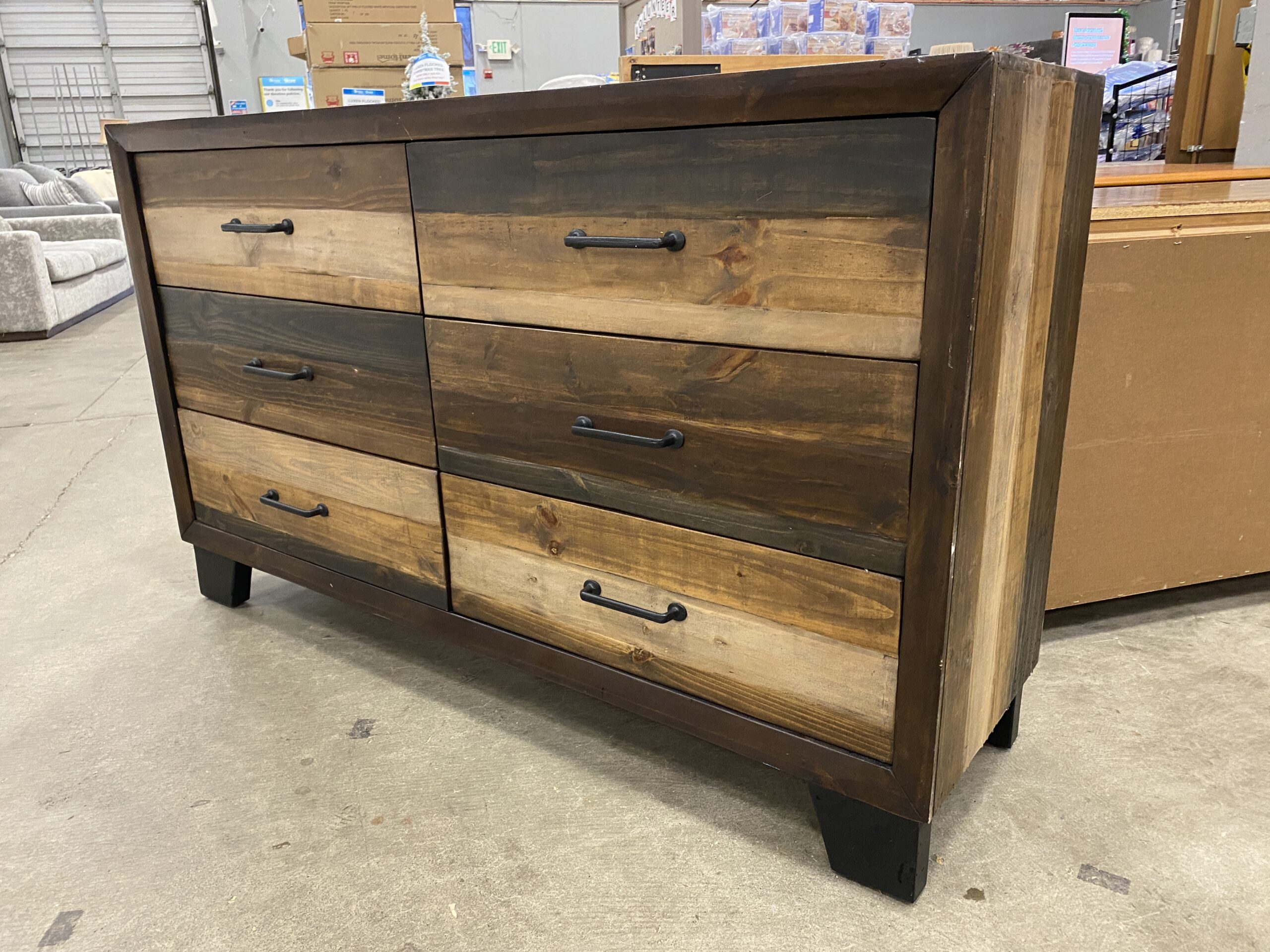 Industrial Style Wooden 6 Drawer Dresser