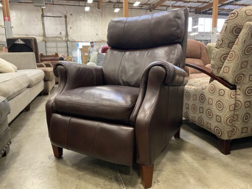 Brown Leather Push Recline Accent Chair