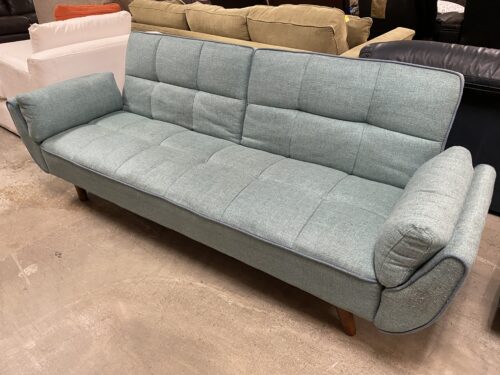 Light Blue Tufted Sleeper Sofa
