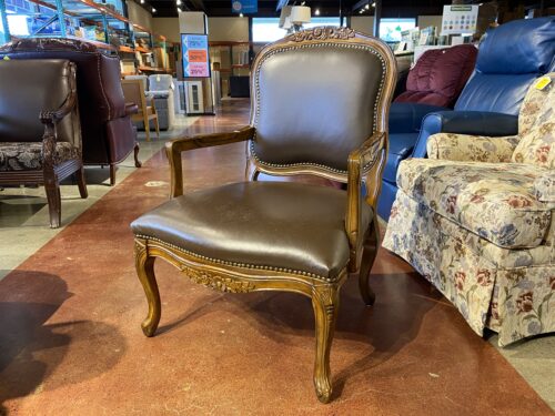 Italian Regency Style Armchair with Wood Accents