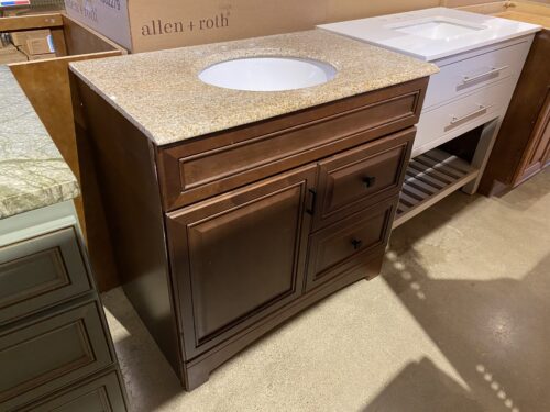 37" Wide Single Sink Vanity with Two Drawers