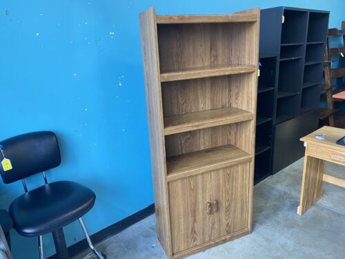 Natural Finish Bookcase with Lower Cabinet