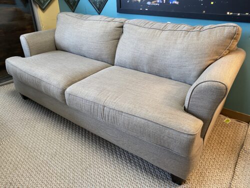 Grey Fabric Roll Arm Sofa
