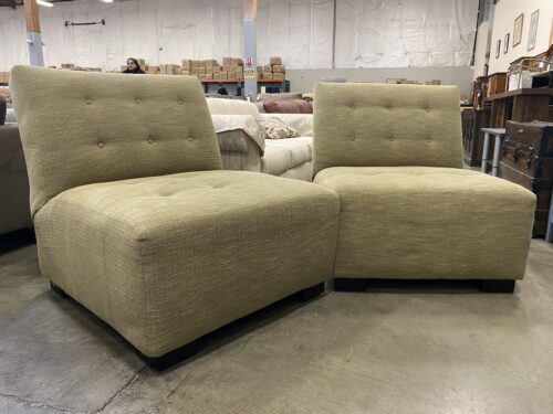 Mossy Green Tufted Modular Living Room Chairs (Set of 2)