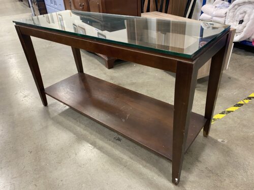 Espresso Finished 2 Tier Console Table with Glass Top