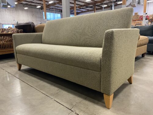 Mossy Green Boucle Upholstered Bench Style Sofa