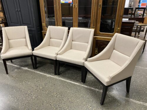 CASANA Beige Upholstered Dining Chair w/ Dark Wood Legs (Set of 4)