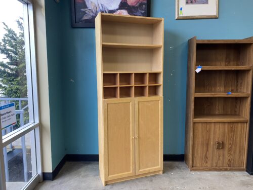 IKEA Billy Blonde Bookcase with Cube Organizer Shelf and Bottom Cabinet