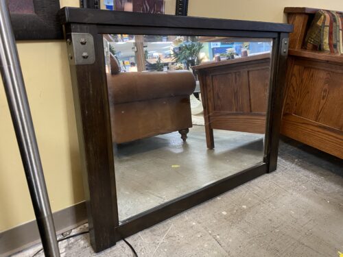 ASHLEY Industrial Wood Framed Rectangular Beveled Mirror