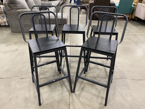 Simple Black Wood and Metal Barstool (Set of 5)