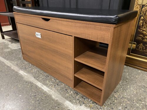 Modern Wood Shoe Bench w/ Folding Drawer