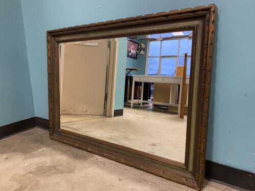 Large Rectangular Wall Mirror with Carved Wooden Frame