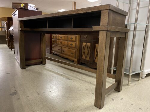 Rustic Wooden 2-Tier Sofa Table w/ Cubbys