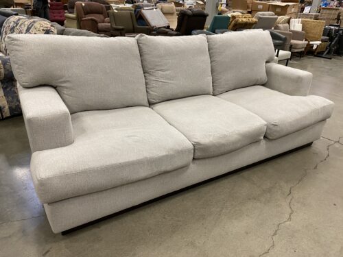 FLORES DESIGN FINE FURNITURE Heathered Light Grey Polyester Angel Hair Sofa
