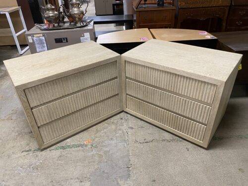 RESTORATION HARDWARE Reclaimed Whitewashed Oak Reeded Closed Nightstand (Set of 2)