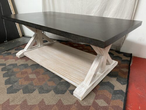 STANDARD FURNITURE Rustic Rectangular Wooden Coffee Table w/ Whitewashed Base