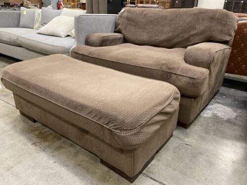 ASHLEY FURNITURE Plush Chocolate Loveseat with Extra Long Ottoman