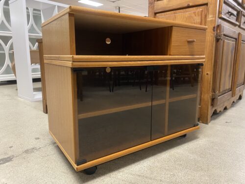 Spin Top Rolling Media Stand w/ Smoked Glass