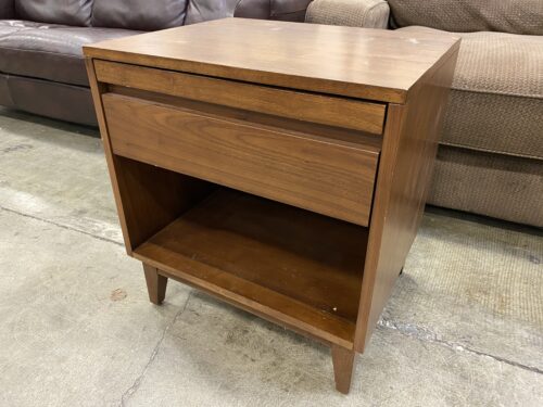 FEATHER Larmie Mid Century Modern Single Drawer Nightstand with Open Shelf