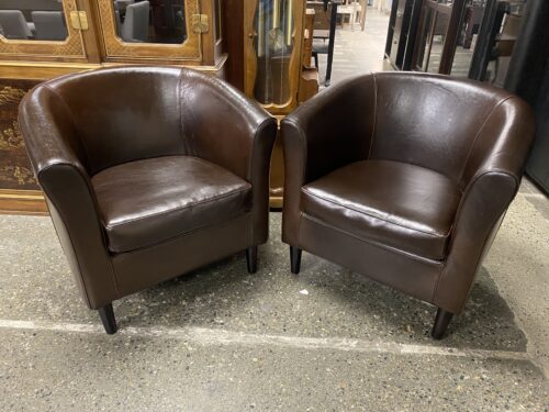 Dark Brown Barrel Accent Chairs (Set of 2)