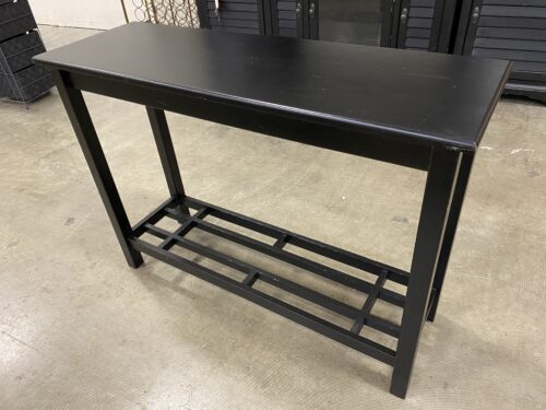 Black Wooden Console Table with Geometric Design Base