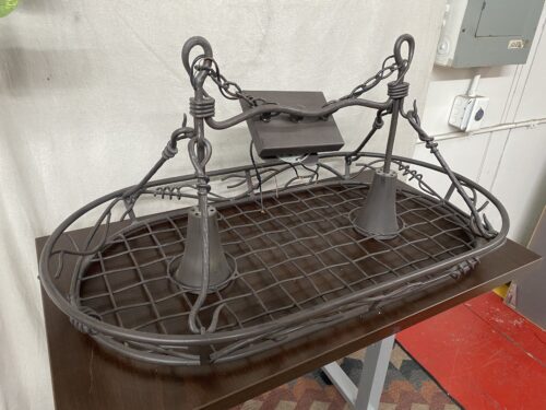 KALCO Oval Wrought Iron Hanging Planter Light Fixture