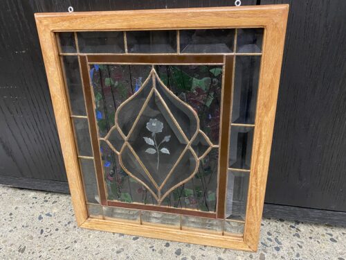 Stained Glass Wall Art w/ Rose Etching