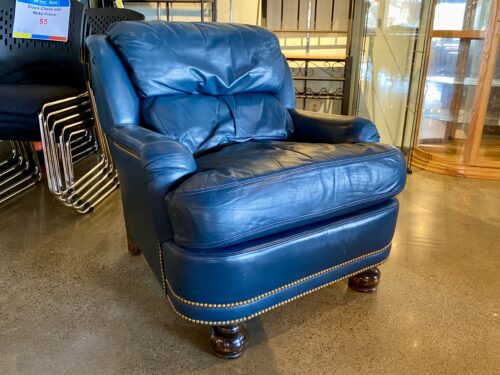HANCOCK & MOORE Dusk Blue Stud Trim Leather Armchair