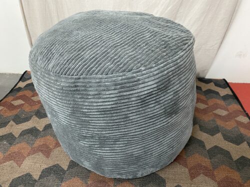 Round Grey Corduroy Ottoman