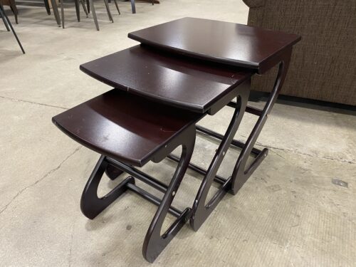 Z-Shaped Nesting Tables with Dark Cherry Finish (Set of 3)
