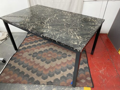 Black & White Faux Marble Rectangular Dining Table