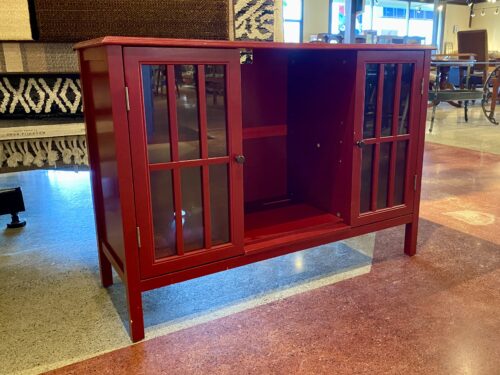Rich Red Glass Door Media Cabinet