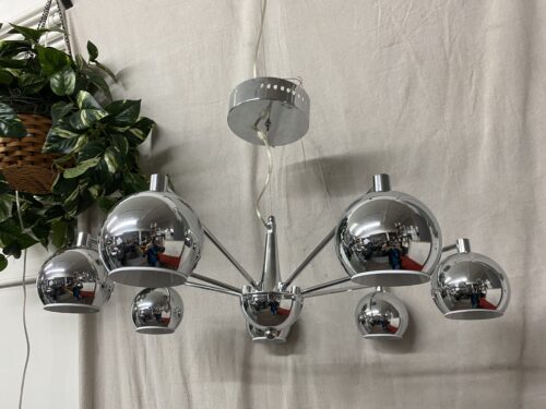 Modern 7-Light Chrome Eyeball Chandelier