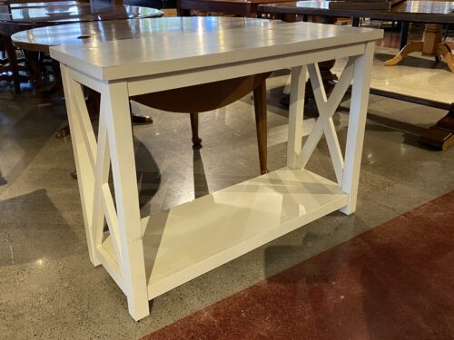 Sturdy White X-Side Sofa/Entry Table