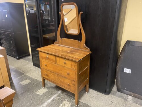 Vintage Wood Petite Dresser w/ Swivel Mirror