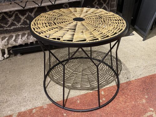 Airy Woven Round Metal Frame Side Table